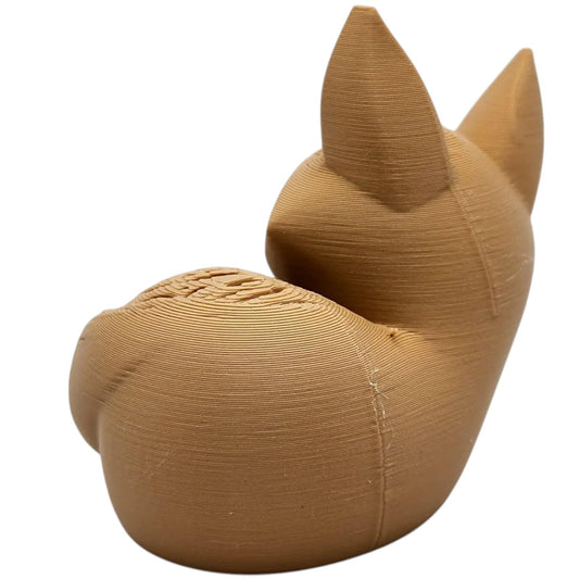 Wood-Carved Sleeping Fox Figurine – Cozy Woodland Animal Sculpture in Wood PLA – 3D Printed in Canada