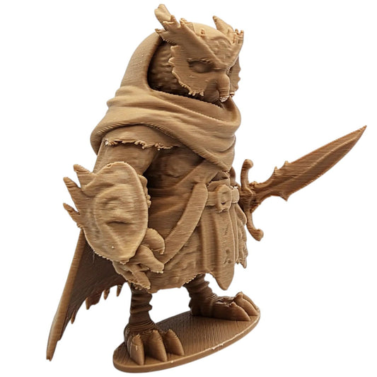 Shadow Warrior Owl Figurine – Stealth Owl Assassin Miniature with Blade & Tattered Cloak – RPG & Display Model for Painting – 3D Printed in Canada