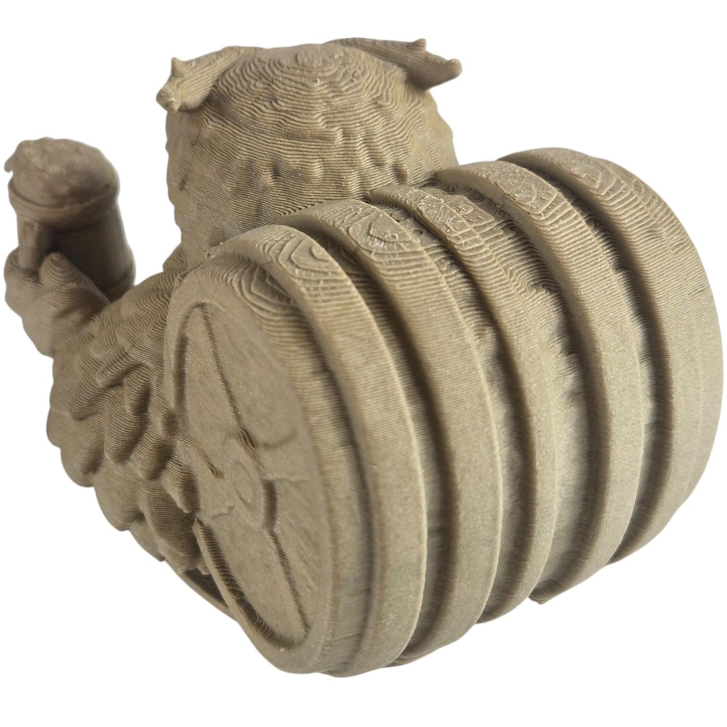 The Friar Owl Figurine – Fantasy Owl with Ale Tankard & Barrel Backpack – Owls & Dragons Collection – Paintable Miniature Display Figure – 3D Printed in Canada