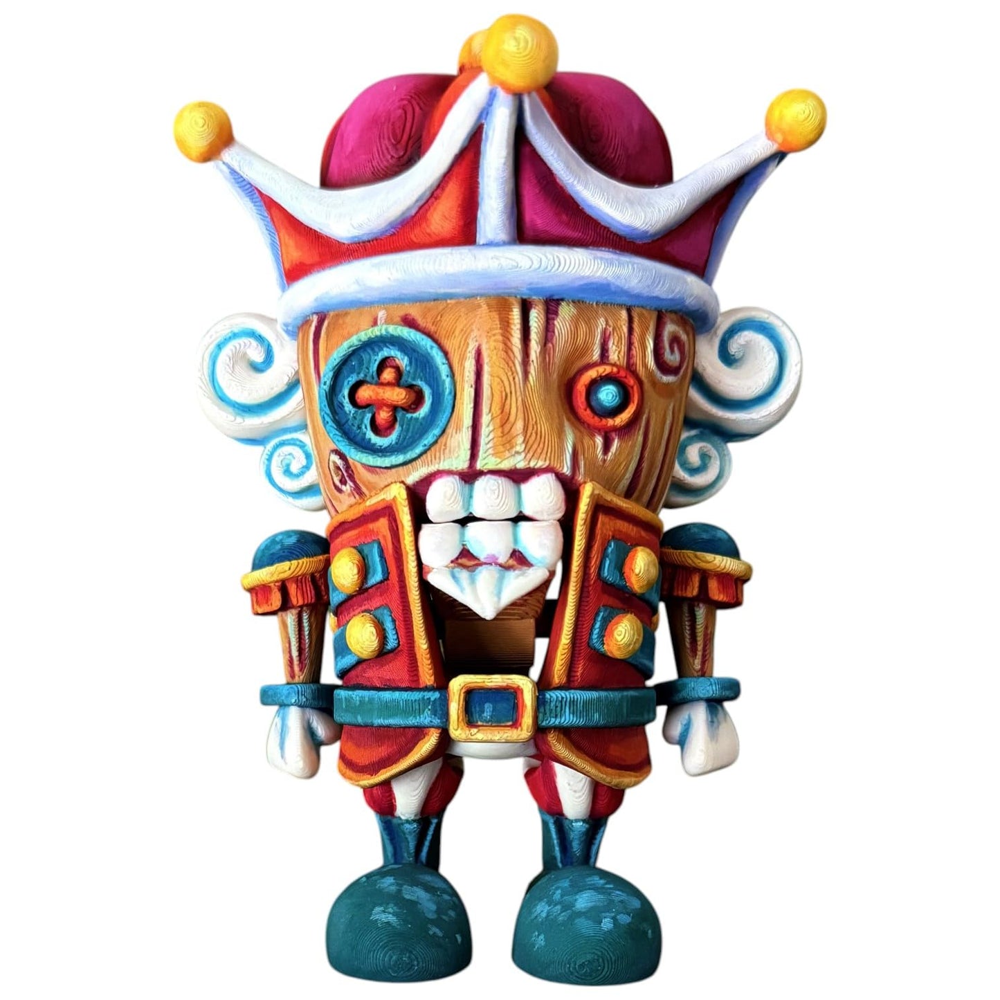 Twisty Nutcracker Figurine – Vibrant Collectible Sculpture with Fidget Appeal – Bold Decor for Shelves, Desks & Gift Displays – 3D Printed in Canada