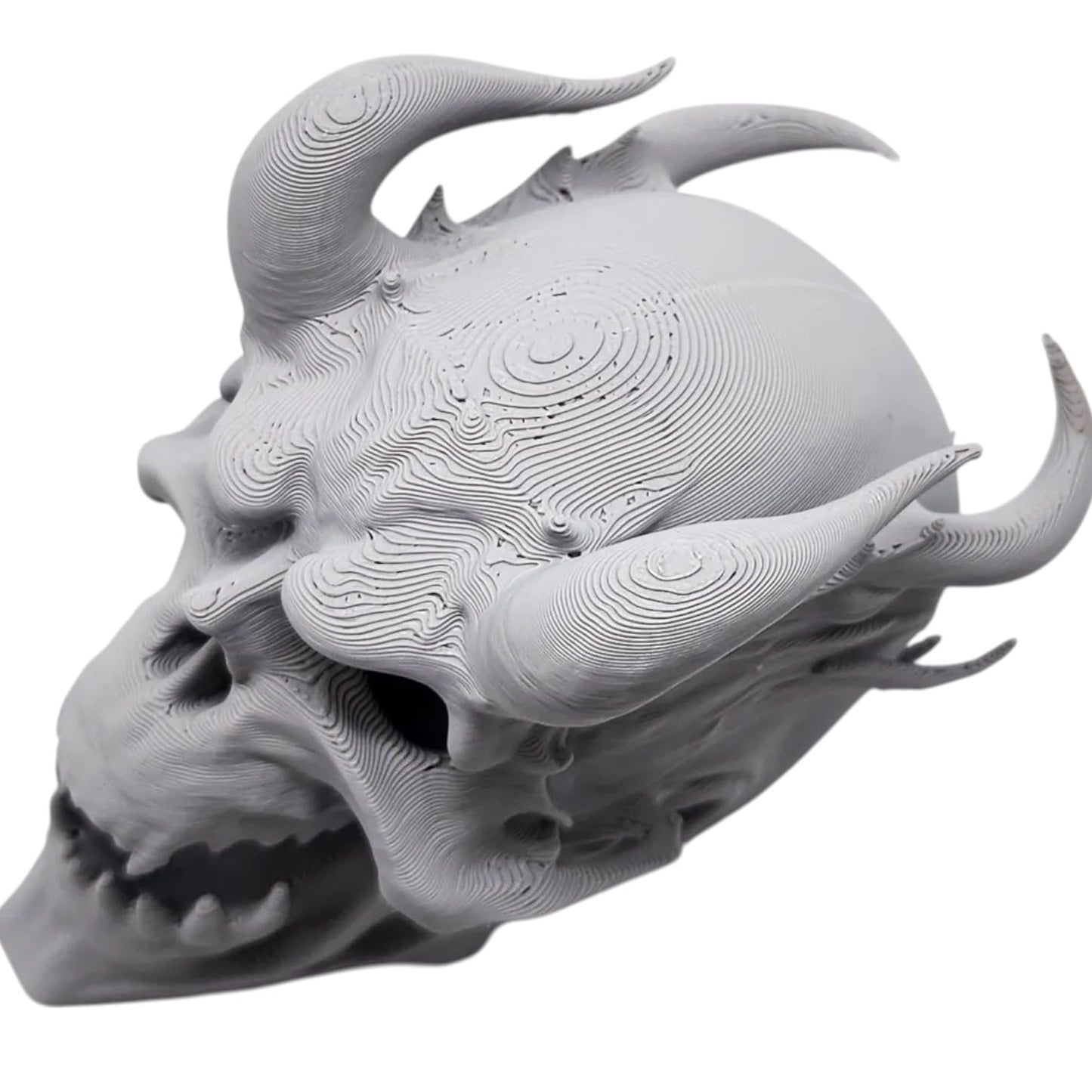 Screaming Demon Skull of Fire – Horned Fantasy Skull Prop for Gothic Decor, Tabletop RPGs, Horror Dioramas & Halloween Displays – 3D Printed in Canada