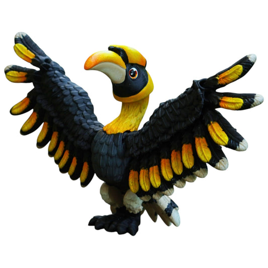 Articulated Great Hornbill Bird Figurine – Tropical Bird Model with Movable Wings – Print-in-Place Poseable Collectible Toy – 3D Printed in Canada