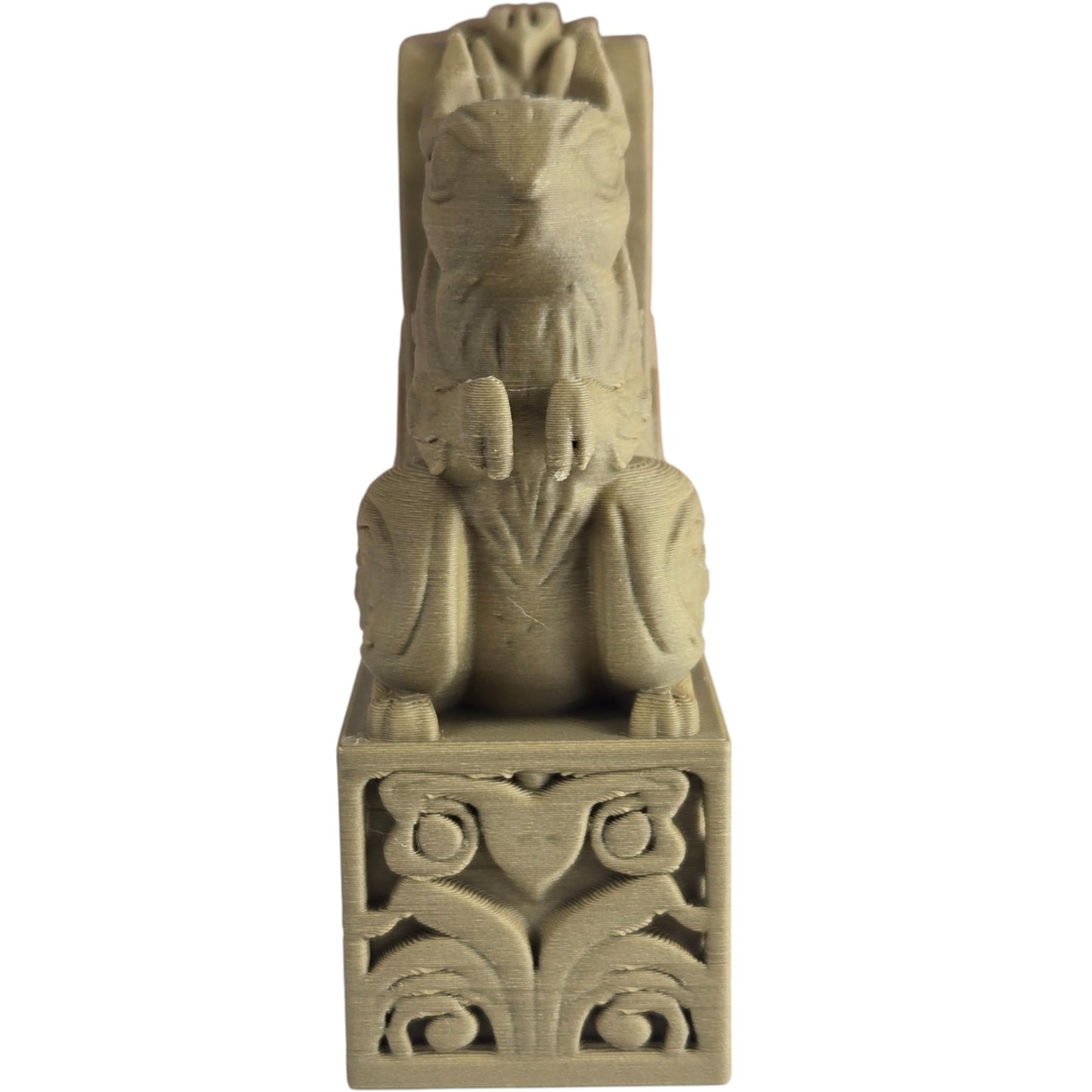 Wood Carved-Style Squirrel Figurine on Ornamental Base – Intricate 3D Printed Forest Animal Sculpture for Shelf Decor & Rustic Collectors – 3D Printed in Canada