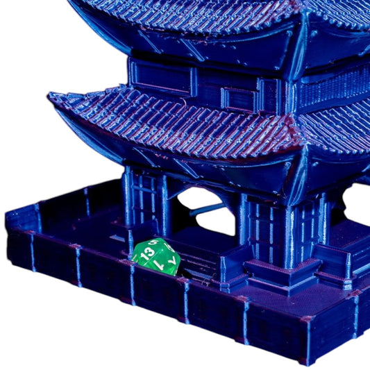 Dystopian Asia Dice Tower for DND, Cyberpunk, Tabletop RPGs – Futuristic Pagoda Building Dice Roller – Fantasy Sci-Fi Gaming Accessory – 3D Printed in Canada