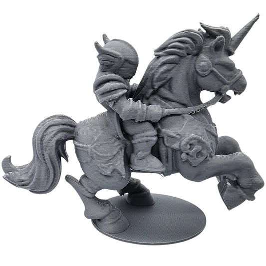 Knight on Rearing War Unicorn Figurine – Armored Rider Fantasy Miniature for RPG, Dioramas, or Display – Mythic Cavalry Model – 3D Printed in Canada