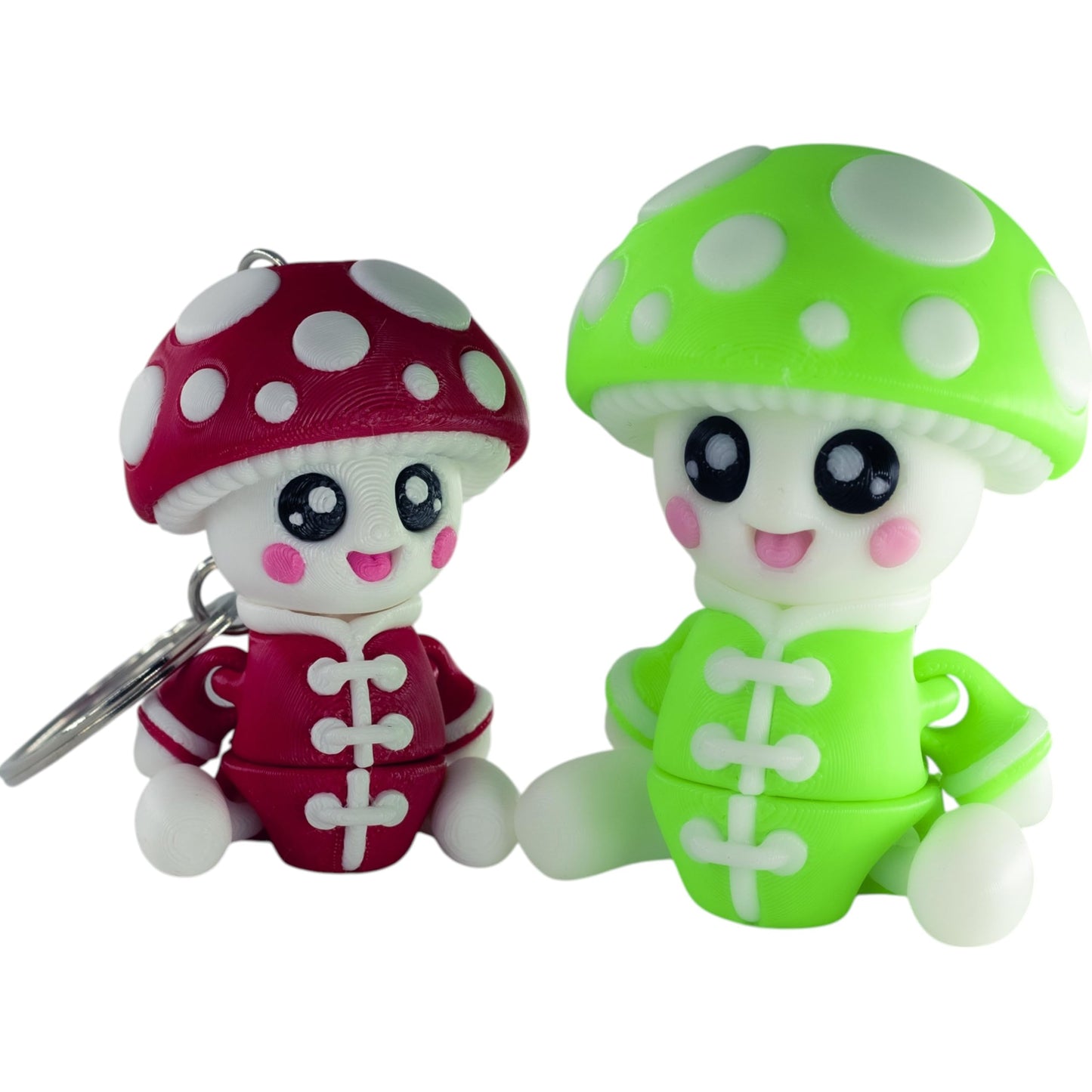Cute Articulated Mushroom Figurine – Kawaii Posable Fidget Desk Buddy in Red or Green – Collectible Fungi Decor for Teens & Adults – 3D Printed in Canada