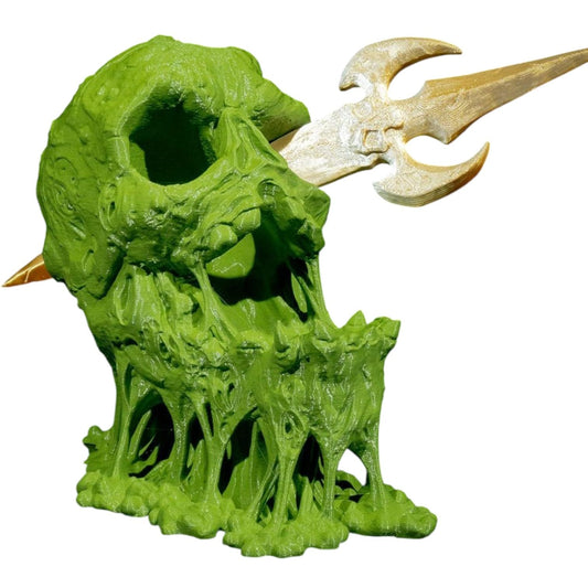 Blind Decadence Dice Tower for DND, Pathfinder, Tabletop RPGs – Slime Skull Sculpture Dice Roller – Fantasy Horror Gaming Accessory – 3D Printed in Canada
