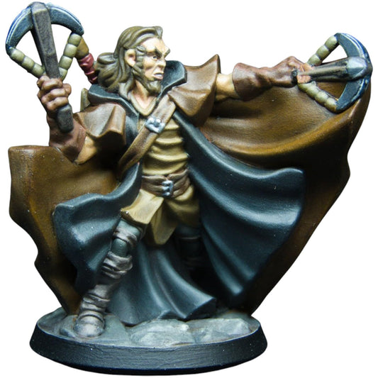 Crossbow Wielding Male Miniature – Dual Crossbows – Unpainted 3D Printed Figure for Fantasy Tabletop RPGs – Heroic Adventurer Pose