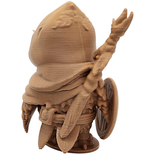 The Squire Owl Figurine – Fantasy Owl Miniature with Shield & Cloak – Adorable Knight-in-Training for Painting or Display – 3D Printed in Canada