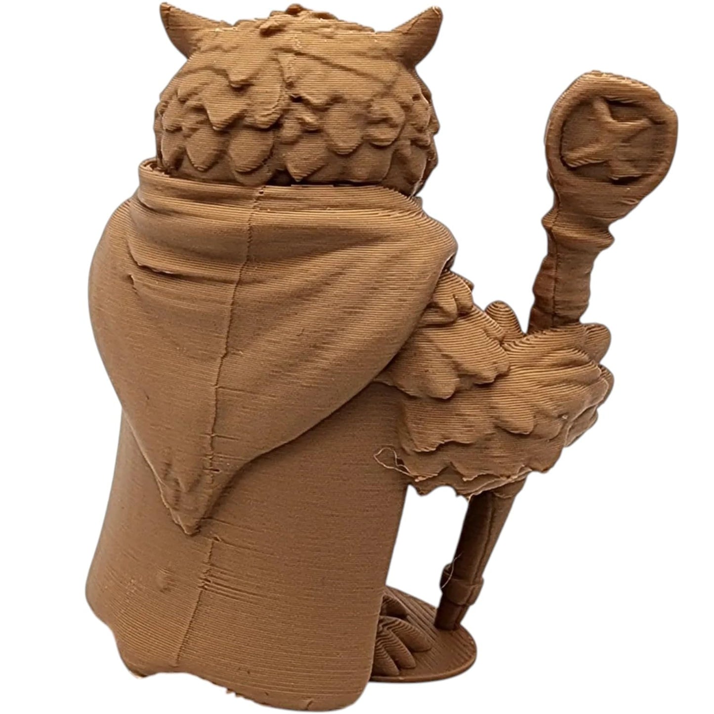 The Mage Owl Figurine – Robed Fantasy Owl Wizard with Arcane Staff – Owls & Dragons Collection – Paintable RPG Miniature Display – 3D Printed in Canada