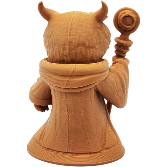 The Warlock Owl Figurine – Arcane Owl Wizard with Staff & Robes – Owls & Dragons Collection – Paintable Fantasy Miniature – 3D Printed in Canada