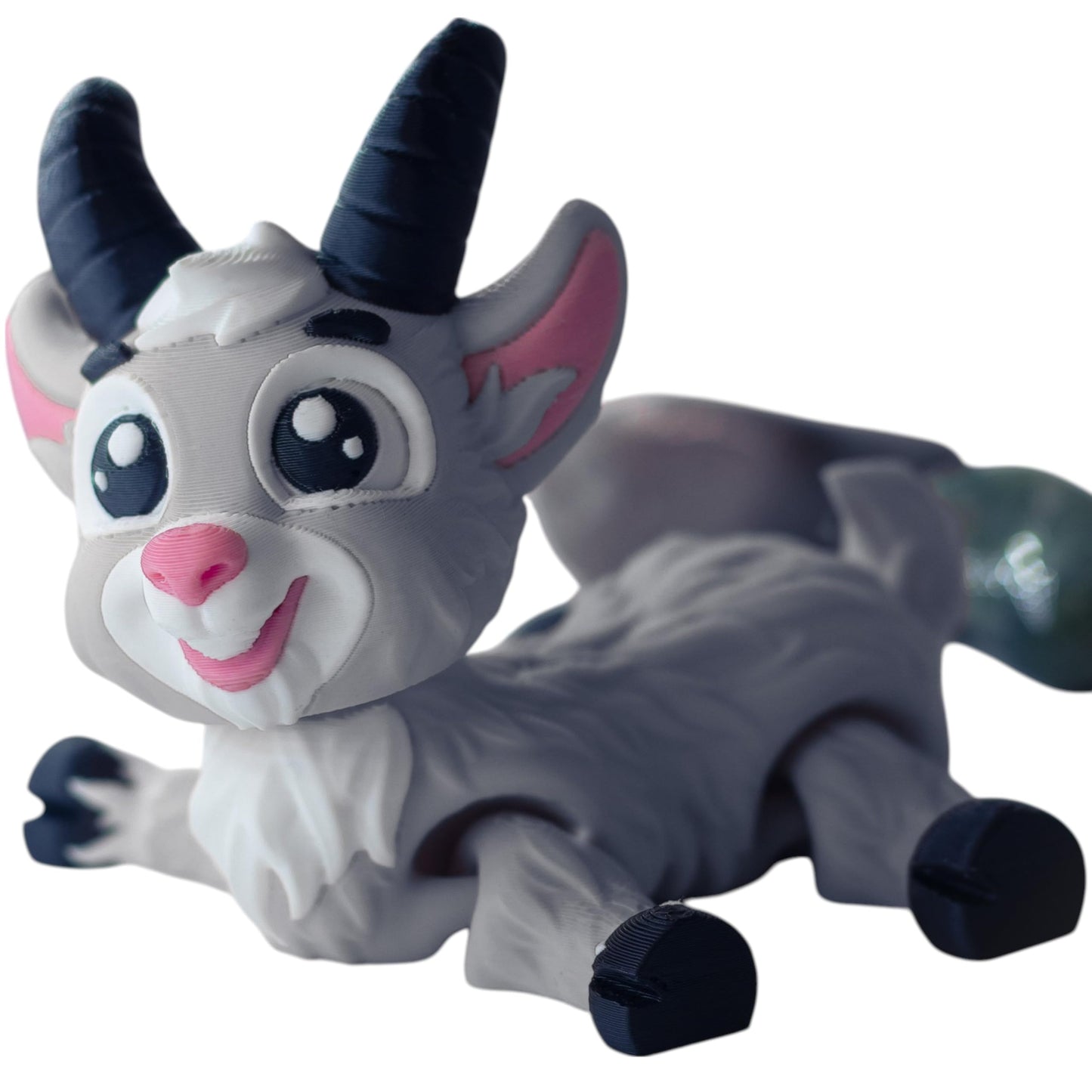 Toony Goat Figurine – Playful Cartoon Mountain Goat Decor for Desk, Shelf or Display – Cute 3D Printed Animal Collectible for Teens & Adults – 3D Printed in Canada