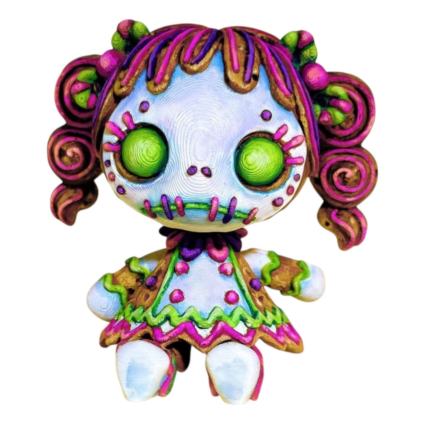 Articulated Creepy Gingerbread Girl Figurine – Dark Holiday Desk Fidget for Teens & Adults – Stress Relief & Collectible – 3D Printed in Canada