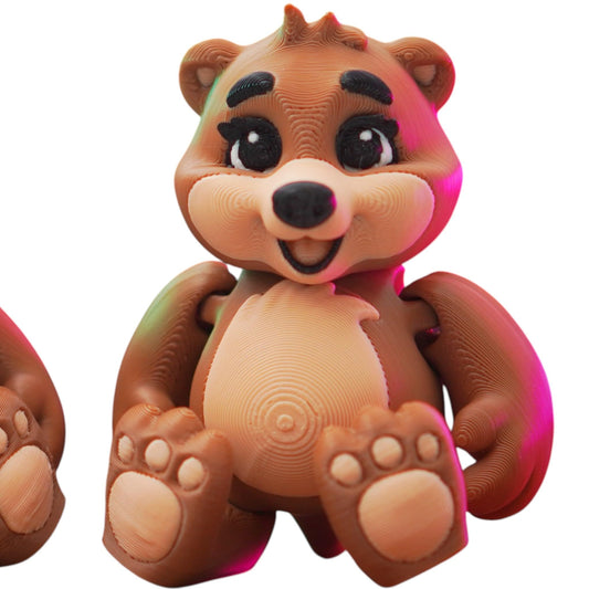 Adorable Baby Bear Figurine with Articulated Arms and Legs – Cute Woodland Animal Collectible for Desk or Gift – 3D Printed in Canada