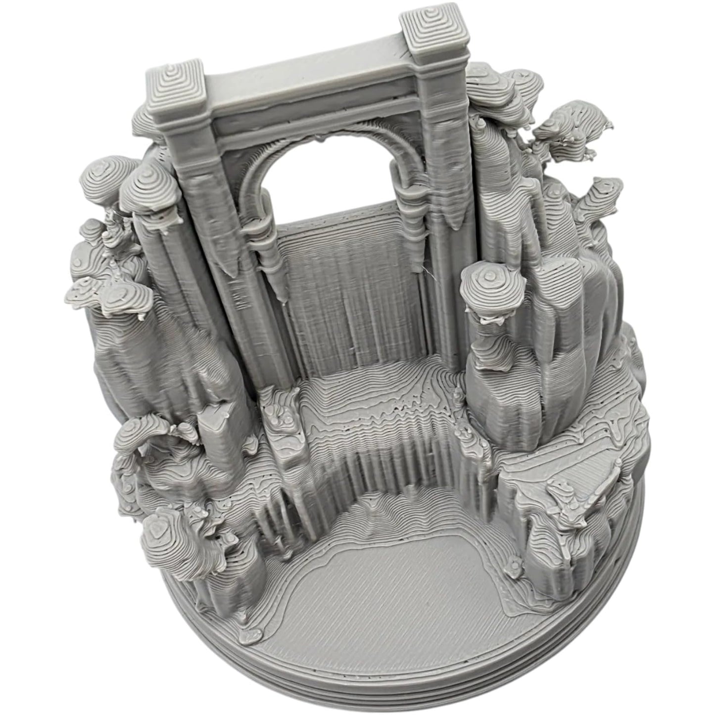 Waterfall Arch Miniature – Scenic Fantasy Waterfall Terrain with Arched Ruins, Tabletop Diorama or Desktop Display Piece – 3D Printed in Canada