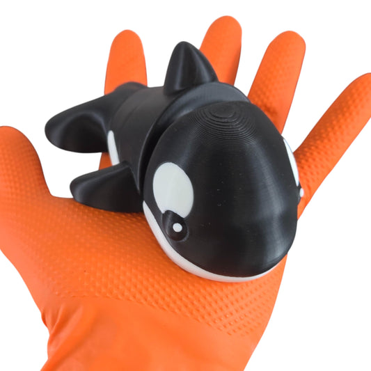 Cute Articulated Orca Whale Fidget with Big Eyes – Killer Whale Sensory Desk Toy for Teens & Adults – Flexible Ocean Animal Figurine for Stress Relief & Decor – 3D Printed in Canada
