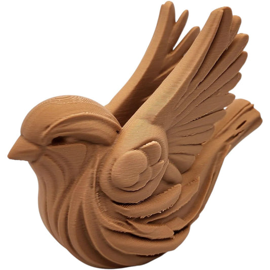 Wood Carved-Style Sparrow Figurine – Graceful 3D Printed Bird Sculpture for Shelf Decor, Symbolic Gifts & Nature Collectors – 3D Printed in Canada