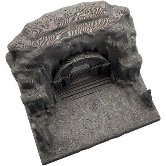 Mountain Fortress Entrance Miniature – Rocky Gate Terrain with Carved Archway for Tabletop RPGs, Dioramas & Fantasy Scenery – 3D Printed in Canada