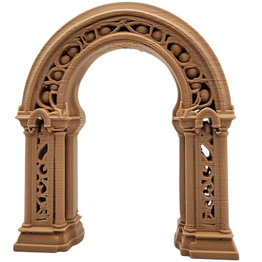 Wood-Carved Fantasy Garden Arch – Decorative Miniature Gateway for Dioramas, Fairy Gardens, or RPG Terrain – 3D Printed in Canada