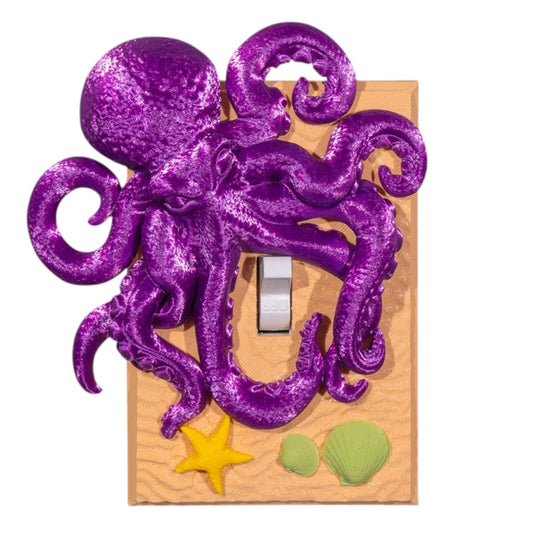 By the Beach Light Switch Cover – Ocean-Themed Wall Plate – Octopus & Seashell Light Switch Décor – 3D Printed in Canada