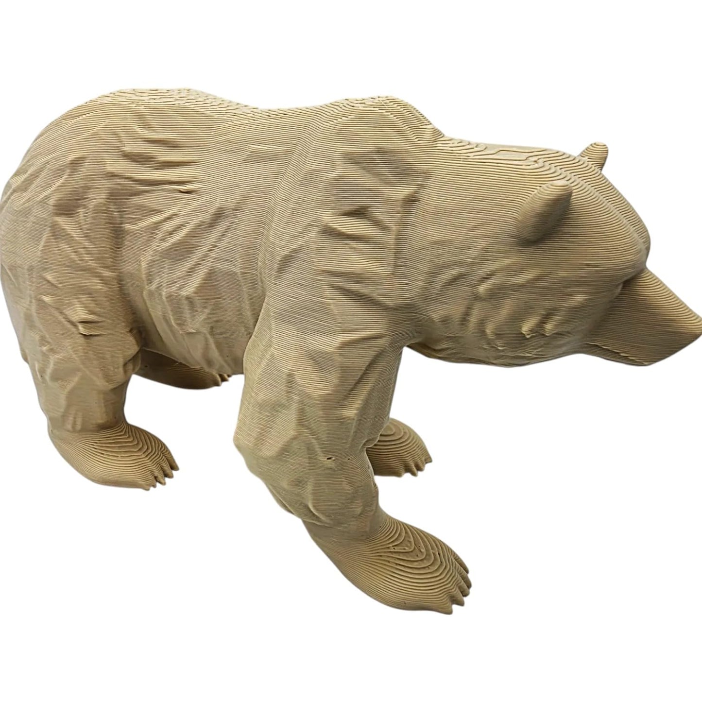 Realistic Wooden Bear Figurine – Rustic Wildlife Decor for Cabin, Lodge or Forest-Themed Shelf Display – 3D Printed in Canada