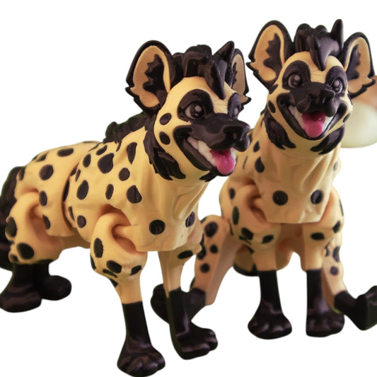 Articulated Hyena Figurine – Posable Animal Fidget Collectible for Teens & Adults – Spotted Safari Creature Display Figure for Desk or Shelf – 3D Printed in Canada