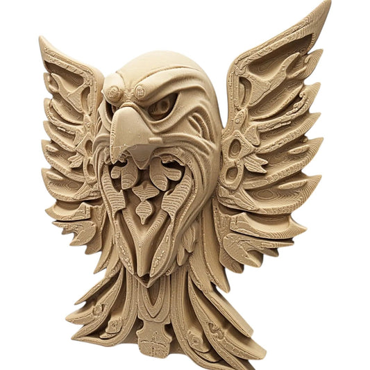 Eagle Wall Art with Intricate Wings – Wood-Style 3D Printed Bald Eagle Head Plaque for Home or Office Décor – 3D Printed in Canada
