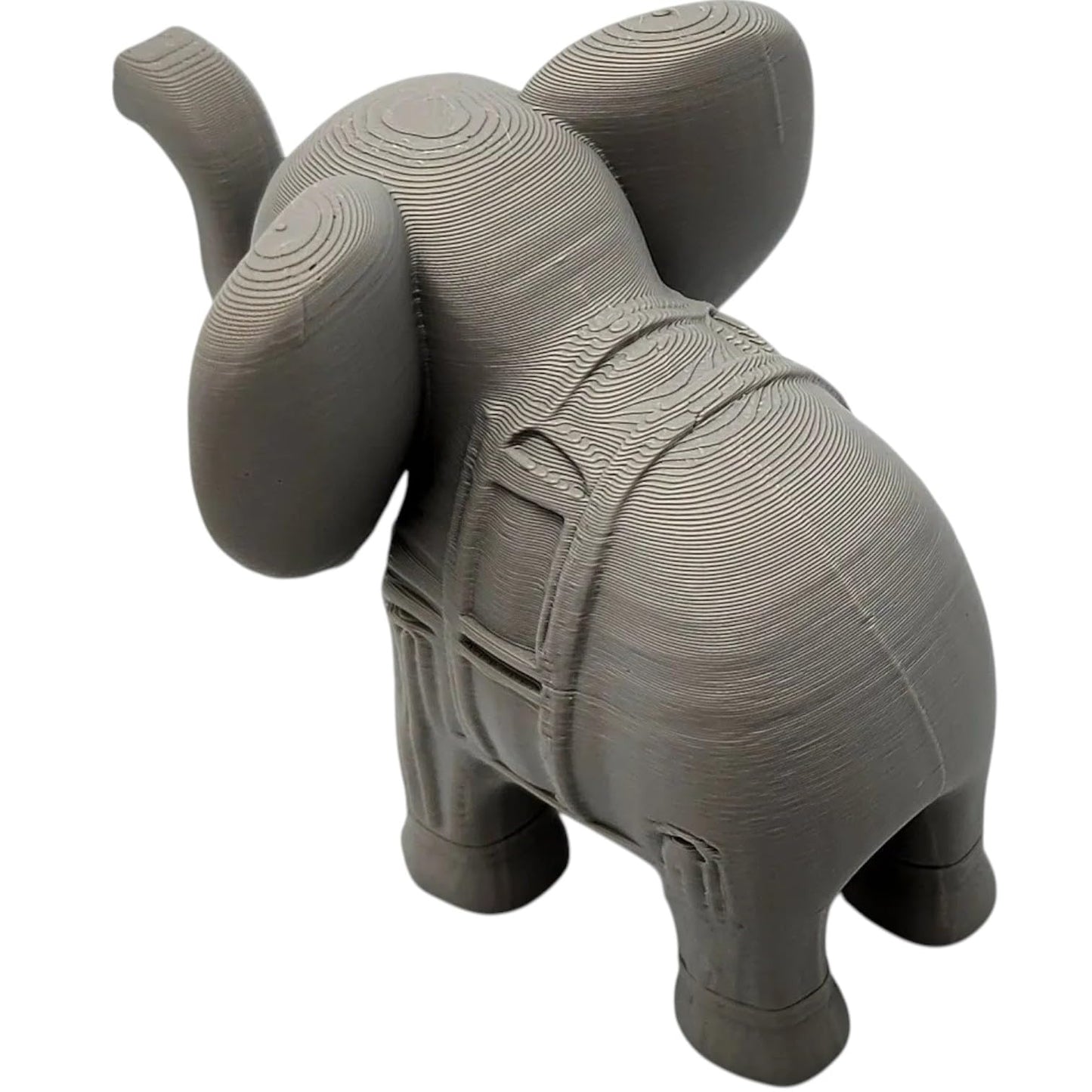 Carved Elephant Toy – Decorative Safari-Inspired Elephant Figurine with Raised Trunk – 3D Printed in Canada