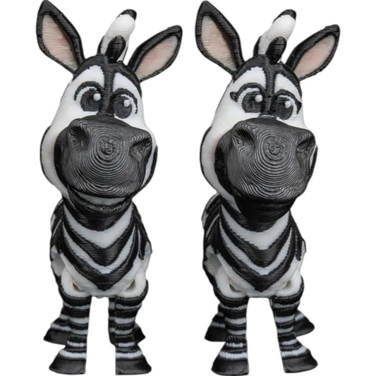Cartoon Zebra Duo Figurines – Articulated Poseable Fidget Statues for Desk or Shelf Display – Cute Animal Collectible Gift for Teens & Adults – 3D Printed in Canada