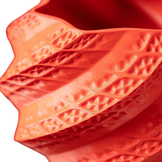 Shell Planter Pot – Spiral Textured Decorative Pot for Succulents, Bonsai, or Faux Plants – Coral-Red Modern Indoor Planter with Organic Shell Design – 3D Printed in Canada