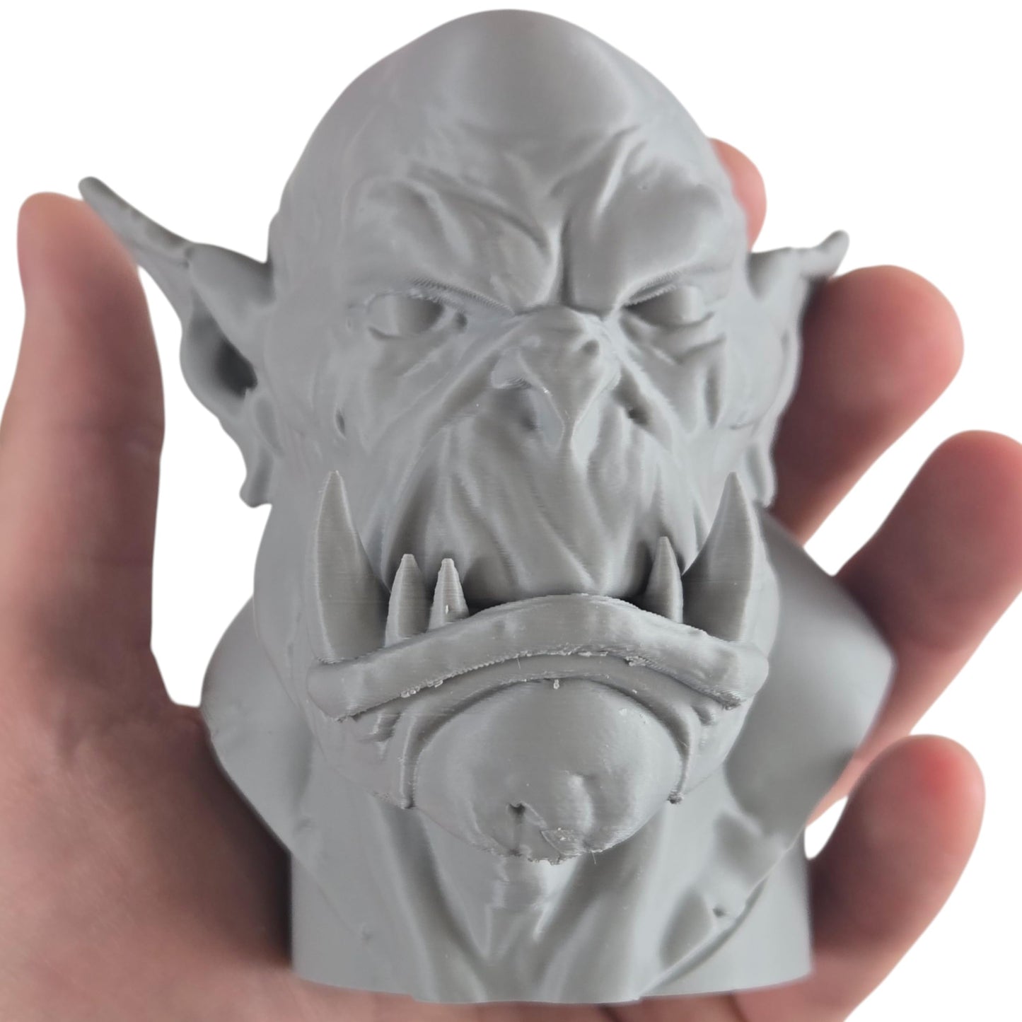 Orc Bust Sculpture – Fantasy Monster Head Figurine for Display, Painting, or RPG Inspiration – Grim Orc Decor Model – 3D Printed in Canada