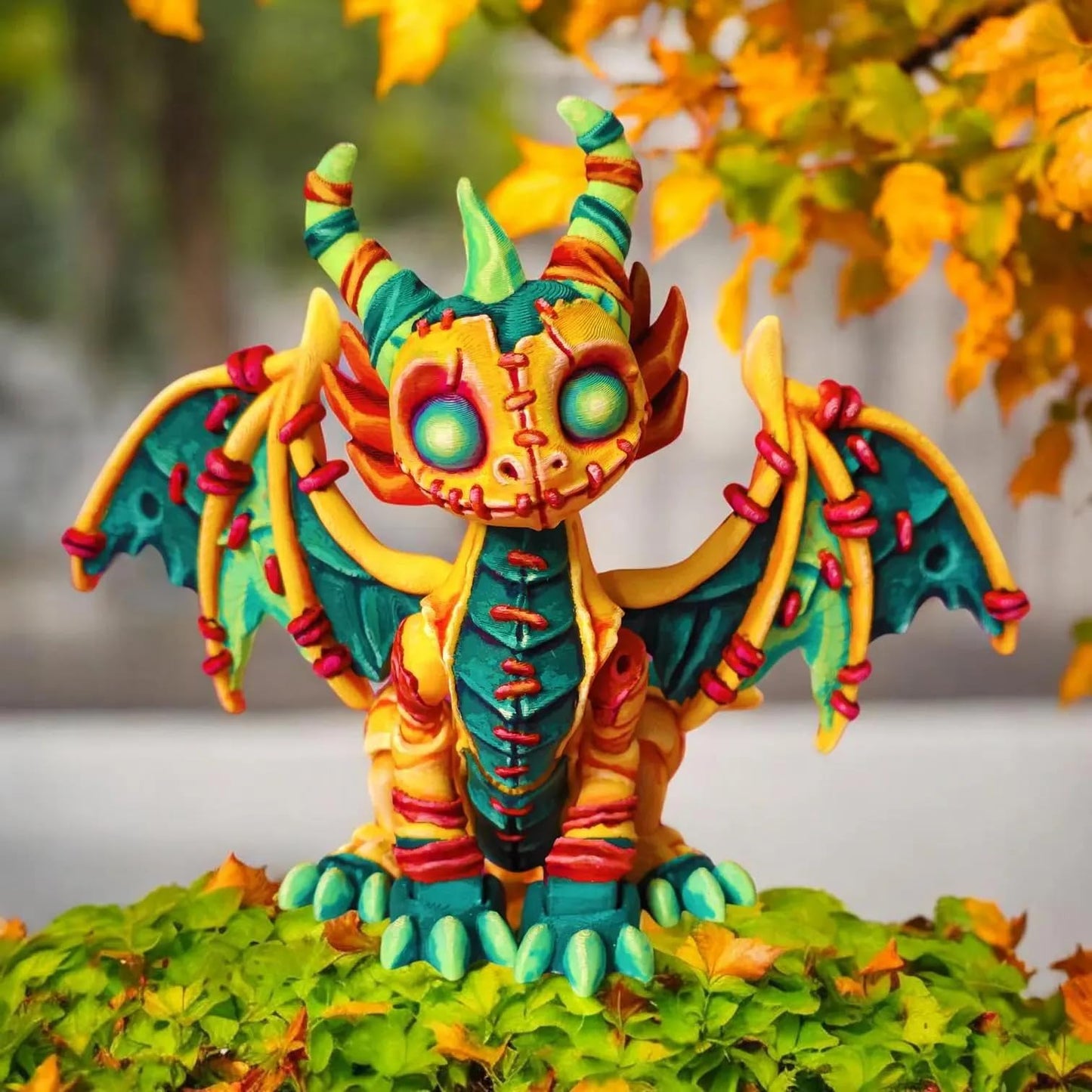 Articulated “Stuffed” Dragon Decorative Figurine – Fantasy Desk Decoration for Teens & Adults – Collectible Gothic Dragon – 3D Printed in Canada