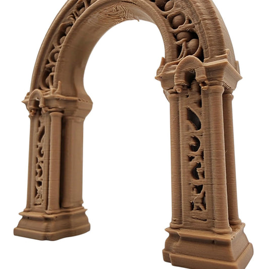 Wood-Carved Fantasy Garden Arch – Decorative Miniature Gateway for Dioramas, Fairy Gardens, or RPG Terrain – 3D Printed in Canada