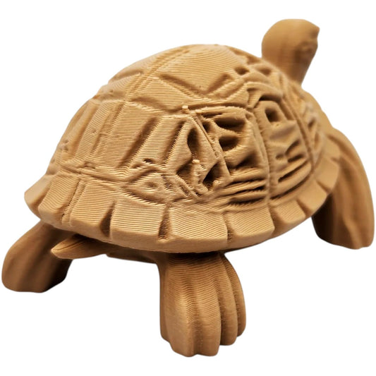 Wood Carved-Style Tortoise Figurine – Realistic 3D Printed Reptile Sculpture for Shelf Decor, Desk Display & Collectors – 3D Printed in Canada