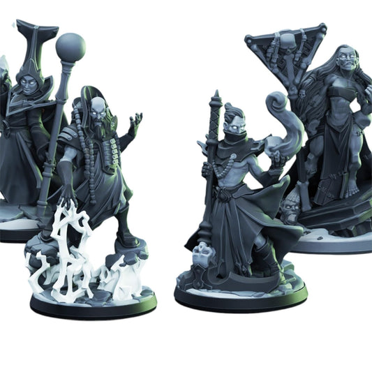 Wizards of The Realm Miniature Set – Fantasy RPG & Wargaming Spellcasters for Painting and Collectors – Detailed Resin Figures – 3D Printed in Canada