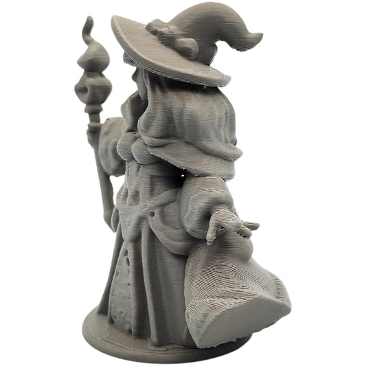 Enchantress Miniature – Arcane Sorceress Figurine with Staff and Cloak for Tabletop RPGs, Dioramas & Fantasy Displays – 3D Printed in Canada