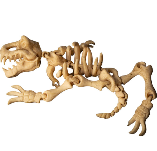 Articulated Dinosaur Skeleton Figurine – Poseable Prehistoric Fossil Model for DIY Painting & Display – 3D Printed in Canada