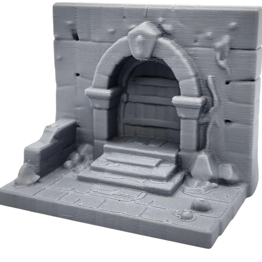 Dungeon Entrance Terrain Piece – Medieval Stone Doorway Miniature for Tabletop RPGs, Dioramas & Fantasy Scenery – 3D Printed in Canada