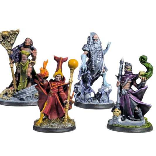 Wizards of The Realm Miniature Set – Fantasy RPG & Wargaming Spellcasters for Painting and Collectors – Detailed Resin Figures – 3D Printed in Canada