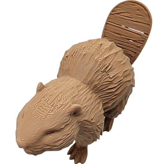 Wooden Beaver Figurine – Canadian Wildlife Home Décor with Sculpted Tail & Natural Texture – 3D Printed in Canada
