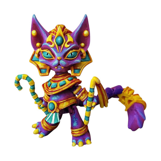 Articulated Pharaoh Cat Figurine – Ancient Egyptian Desk Fidget for Teens & Adults – Stress Relief & Collectible – 3D Printed in Canada