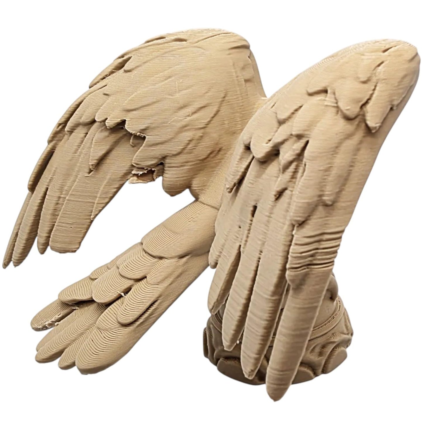 Bird of Prey Figurine with Folded Wings – Wood-Style 3D Printed Raptor Statue for Shelf or Desk Display – 3D Printed in Canada