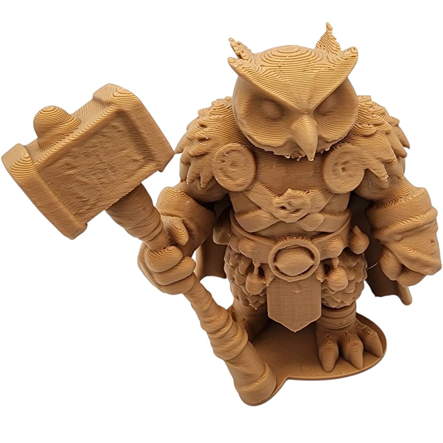 The Barbarian Owl Figurine – Muscular Fantasy Owl & Fur Armor – Owls & Dragons Collection – Paintable RPG Miniature – 3D Printed in Canada