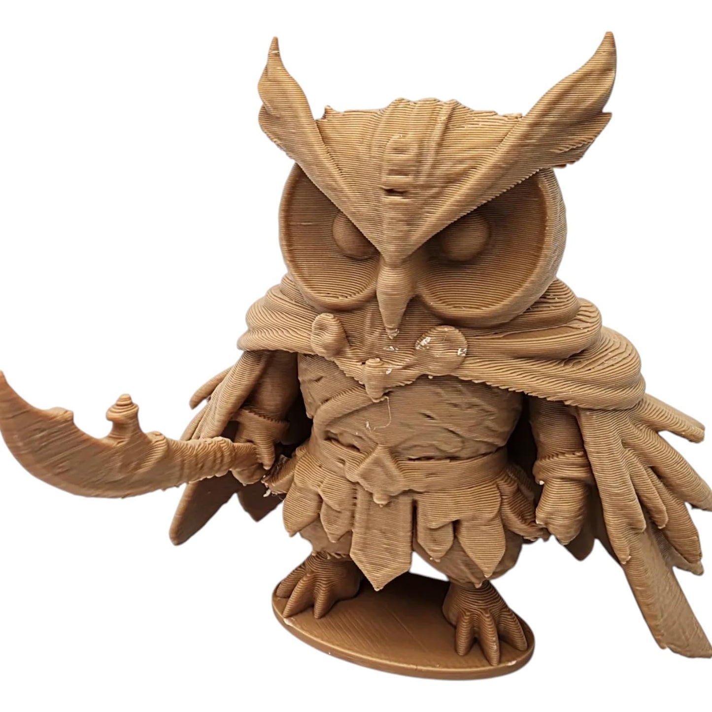 The Hunter Owl Figurine – Fantasy Owl Warrior Miniature with Hood, Blade & Cape – Perfect for Painting, RPGs, or Display – 3D Printed in Canada