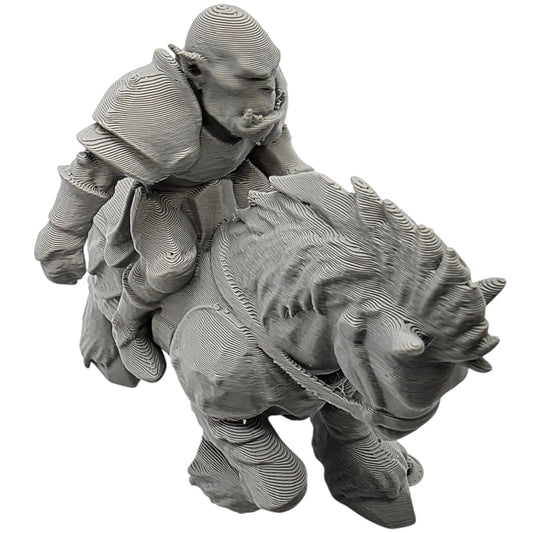 Orc Rider on Warhorse Figurine – Armored Orc Warlord Miniature for Fantasy RPG, Dioramas, or Display – Savage Cavalry Model – 3D Printed in Canada