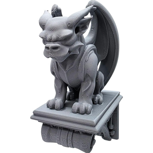 Wall-Mount Seated Gargoyle Figurine – Gothic Fantasy Decor for Indoors or Outdoors – Architectural Monster Sculpture with Winged Detail – 3D Printed in Canada
