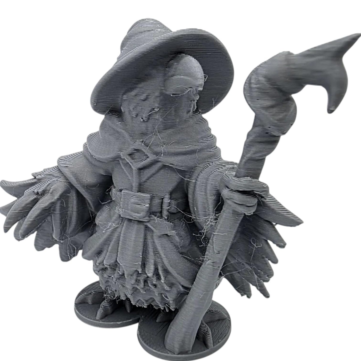 Crow Conjuror Figurine – Fantasy Wizard Crow Statue with Staff – Magical Owl & Raven Inspired Miniature for Display or Painting – 3D Printed in Canada