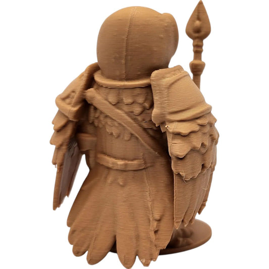 The Striker Owl Figurine – Armored Fantasy Owl with Spear & Shoulder Plates – Owls & Dragons Collection – Paintable Miniature Display Figure – 3D Printed in Canada
