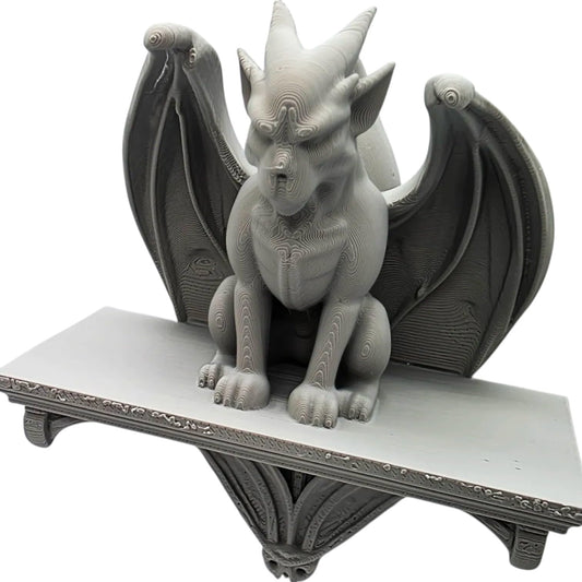 Gargoyle Wall Shelf Gothic Decor – Fantasy Monster Wall-Mounted Bracket for Statues, Keys, or Crystals – Gothic Home or Dungeon Aesthetic Accent – 3D Printed in Canada