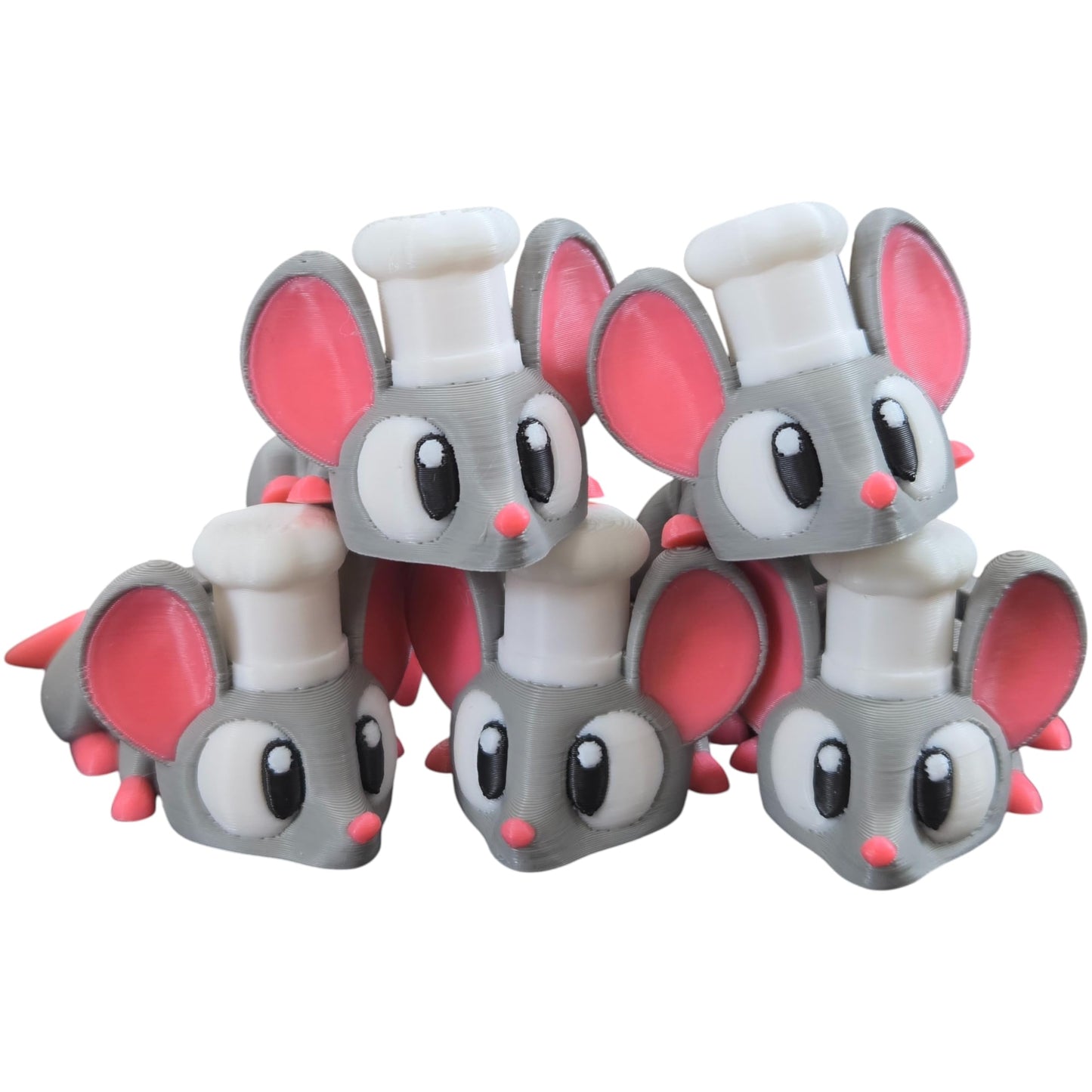 5-Pack Mini Baby Chef Mouse Figurines – Articulated Desk Pets, Poseable Fidget Toys, Mystery Mini Animals – 2 Inch Collectible Mice – 3D Printed in Canada